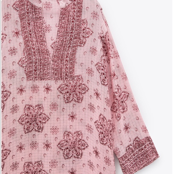 Zara printed midi slit dress size small pink NWT - Picture 9 of 16